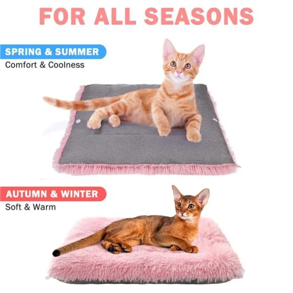 Self Warming Cat Bed Heated Pet Mat Small Dogs Plush Washable Indoor Outdoor
